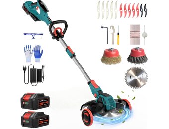 BlackForest Works 5-in-1 Accu Grastrimmer - 900W - Rood - Inclusief 2 Accu's en Wielen