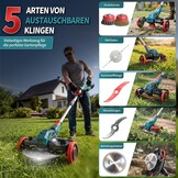 BlackForest Works 5-in-1 Accu Grastrimmer - 900W - Rood - Inclusief 2 Accu's en Wielen