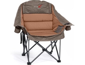 Extra grote campingstoel, inklapbaar, opvouwbare campingstoel, gestoffeerd, klapstoel, camping, visstoel, tot 227 kg belastbaar, bruin
