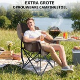 Extra grote campingstoel, inklapbaar, opvouwbare campingstoel, gestoffeerd, klapstoel, camping, visstoel, tot 227 kg belastbaar, bruin