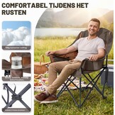 Extra grote campingstoel, inklapbaar, opvouwbare campingstoel, gestoffeerd, klapstoel, camping, visstoel, tot 227 kg belastbaar, bruin