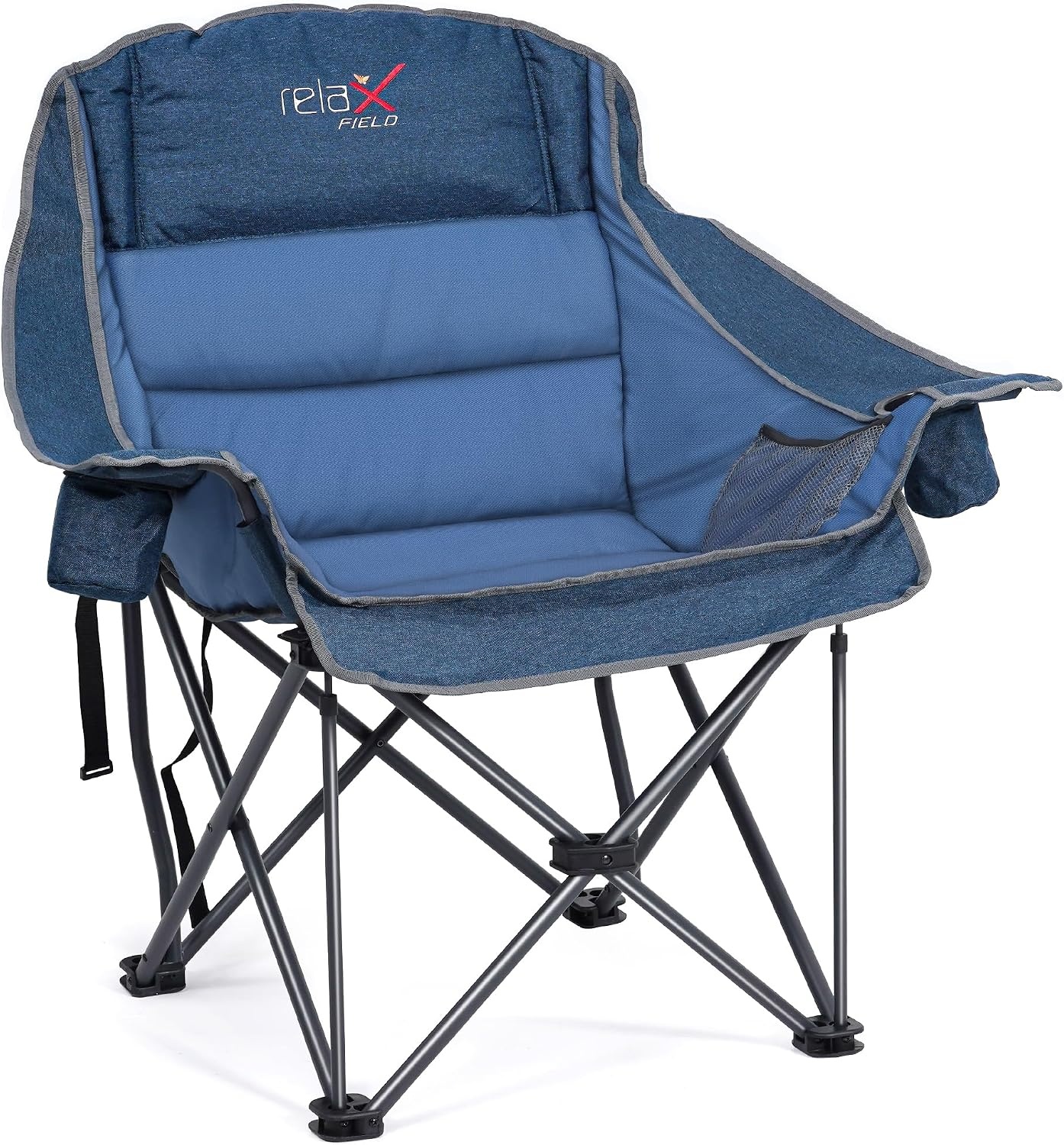Extra grote campingstoel, inklapbaar, opvouwbare campingstoel, gestoffeerd, klapstoel, camping, visstoel, tot 227 kg belastbaar, bruin
