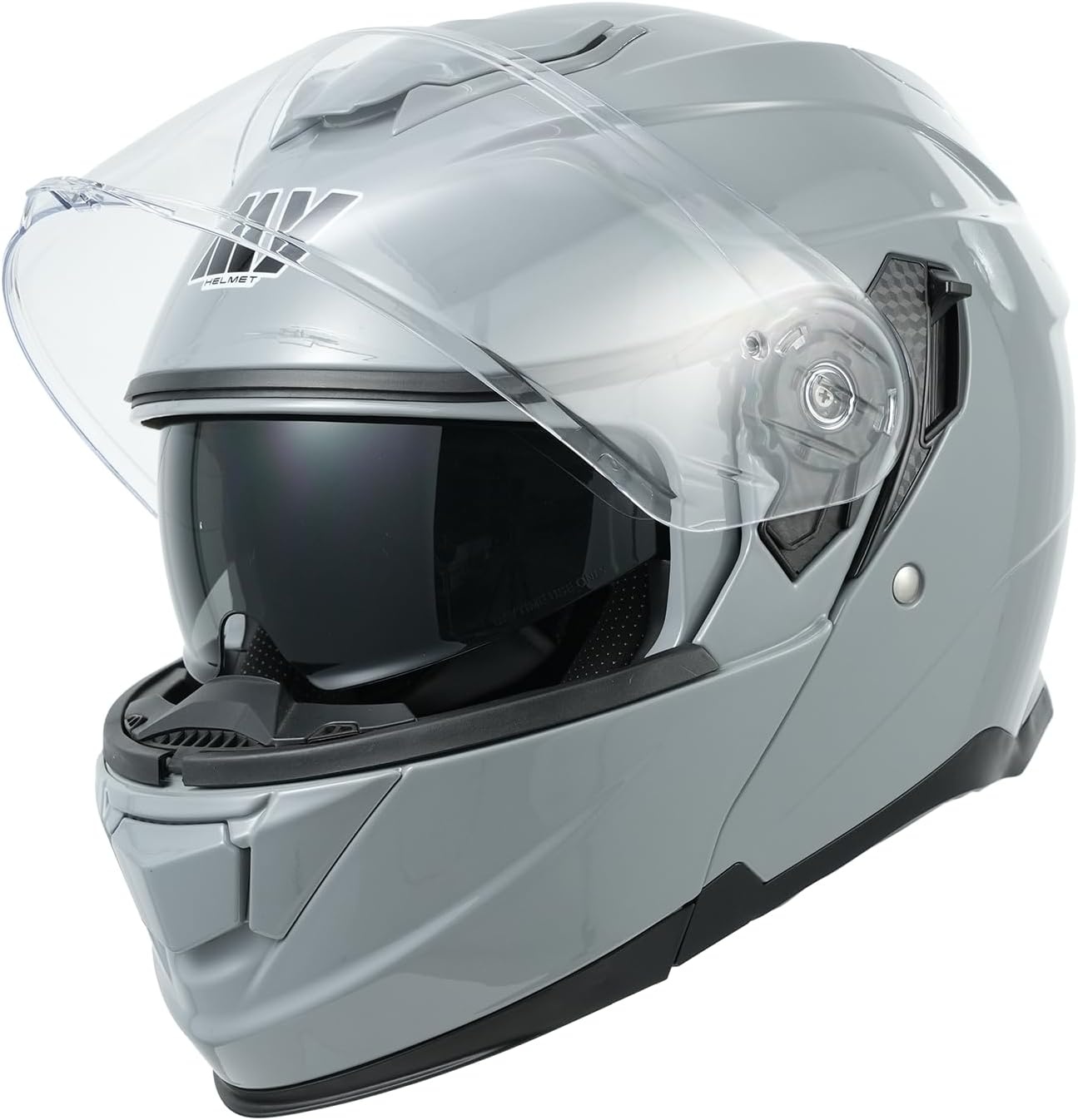MY 935 Systeemhelm - ECE 22.06 Gekeurd - Grijze Modulaire Motorhelm met Dubbel Vizier