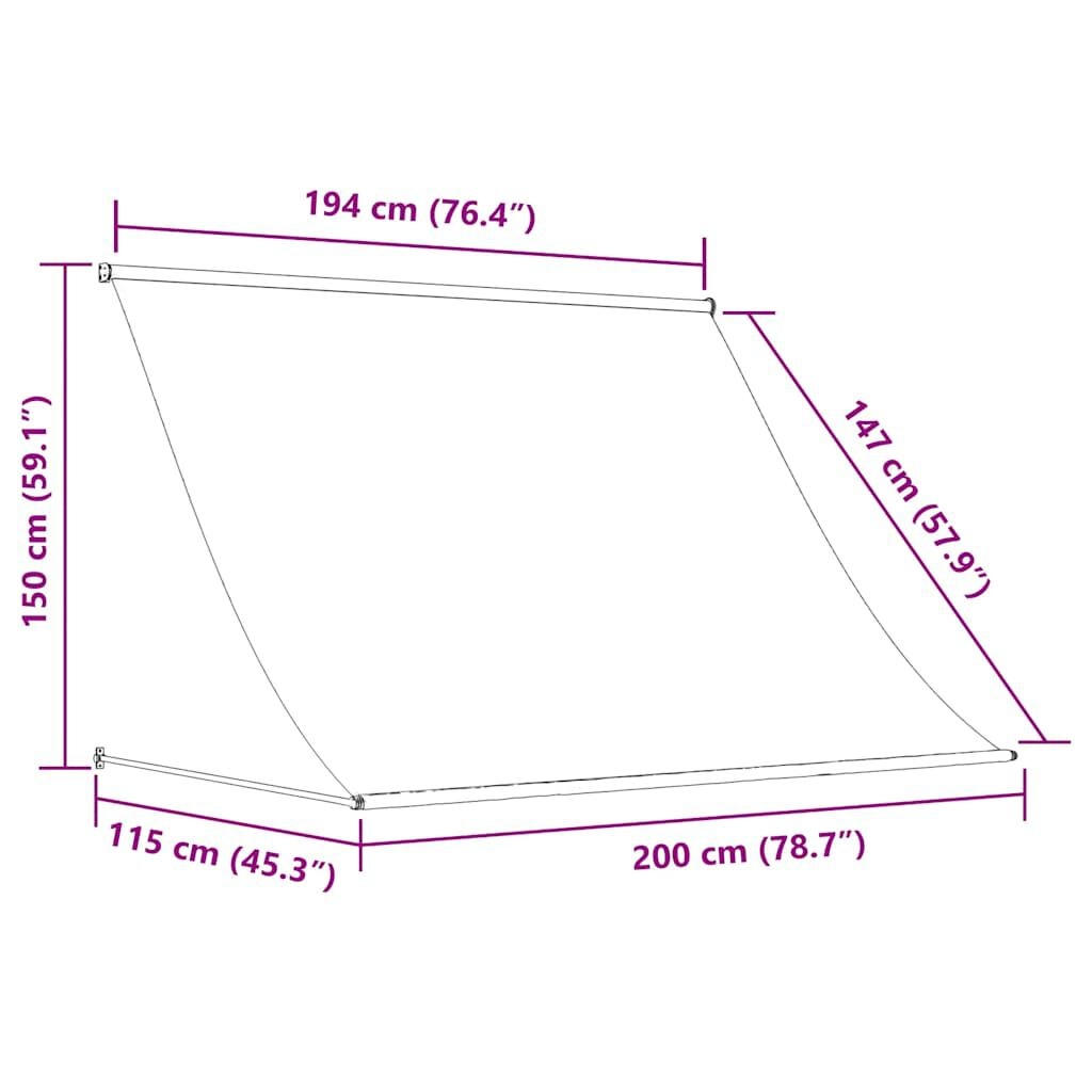 vidaXL Luifel uittrekbaar 200x150 cm crème