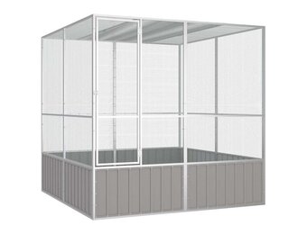 vidaXL Vogelkooi 213,5x217,5x211,5 cm gegalvaniseerd staal grijs