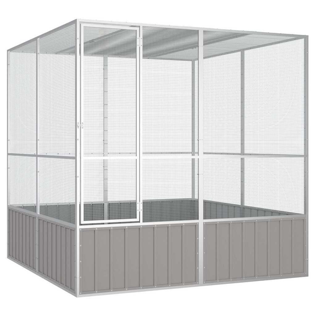vidaXL Vogelkooi 213,5x217,5x211,5 cm gegalvaniseerd staal grijs