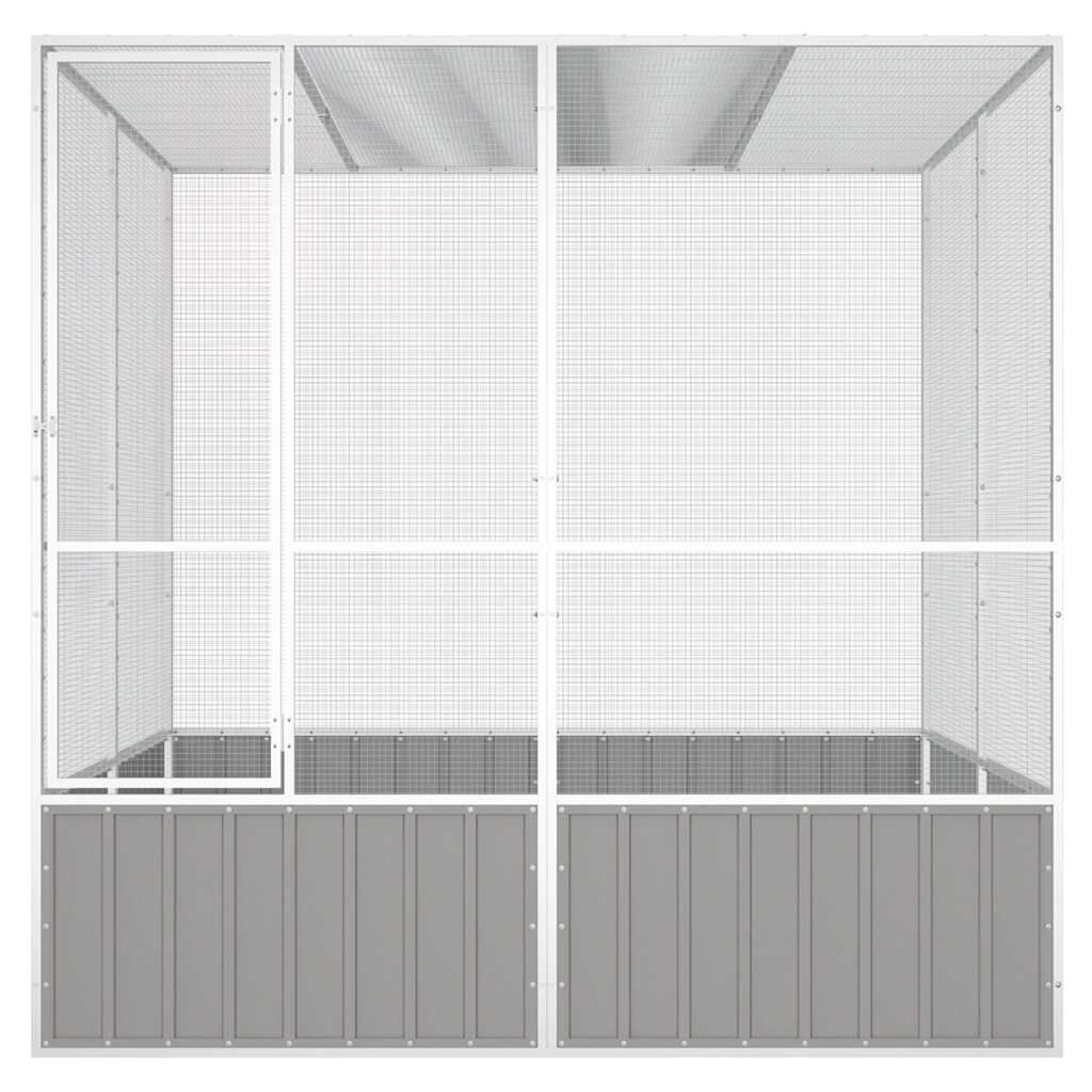 vidaXL Vogelkooi 213,5x217,5x211,5 cm gegalvaniseerd staal grijs