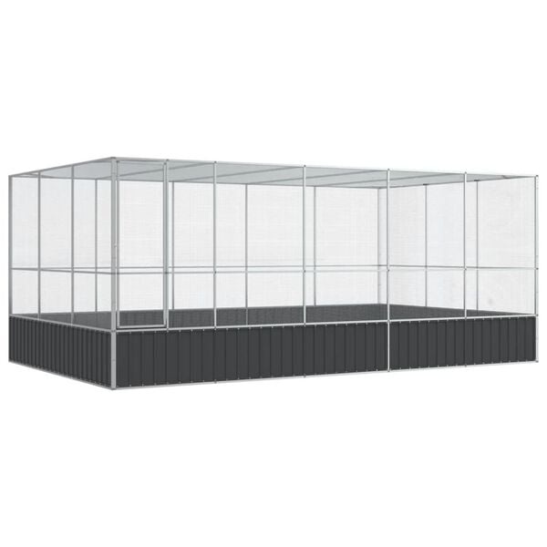 vidaXL Volière met verlengstuk 518x307x212 m staal zilverkleurig