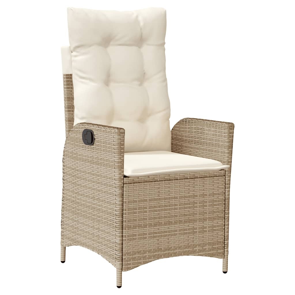 vidaXL Tuinstoelen 2 st verstelbaar met kussens poly rattan beige