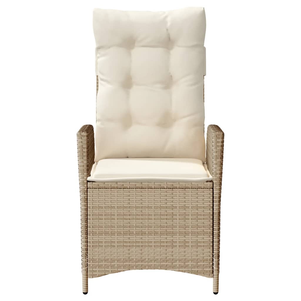 vidaXL Tuinstoelen 2 st verstelbaar met kussens poly rattan beige