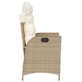 vidaXL Tuinstoelen 2 st verstelbaar met kussens poly rattan beige