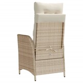vidaXL Tuinstoelen 2 st verstelbaar met kussens poly rattan beige