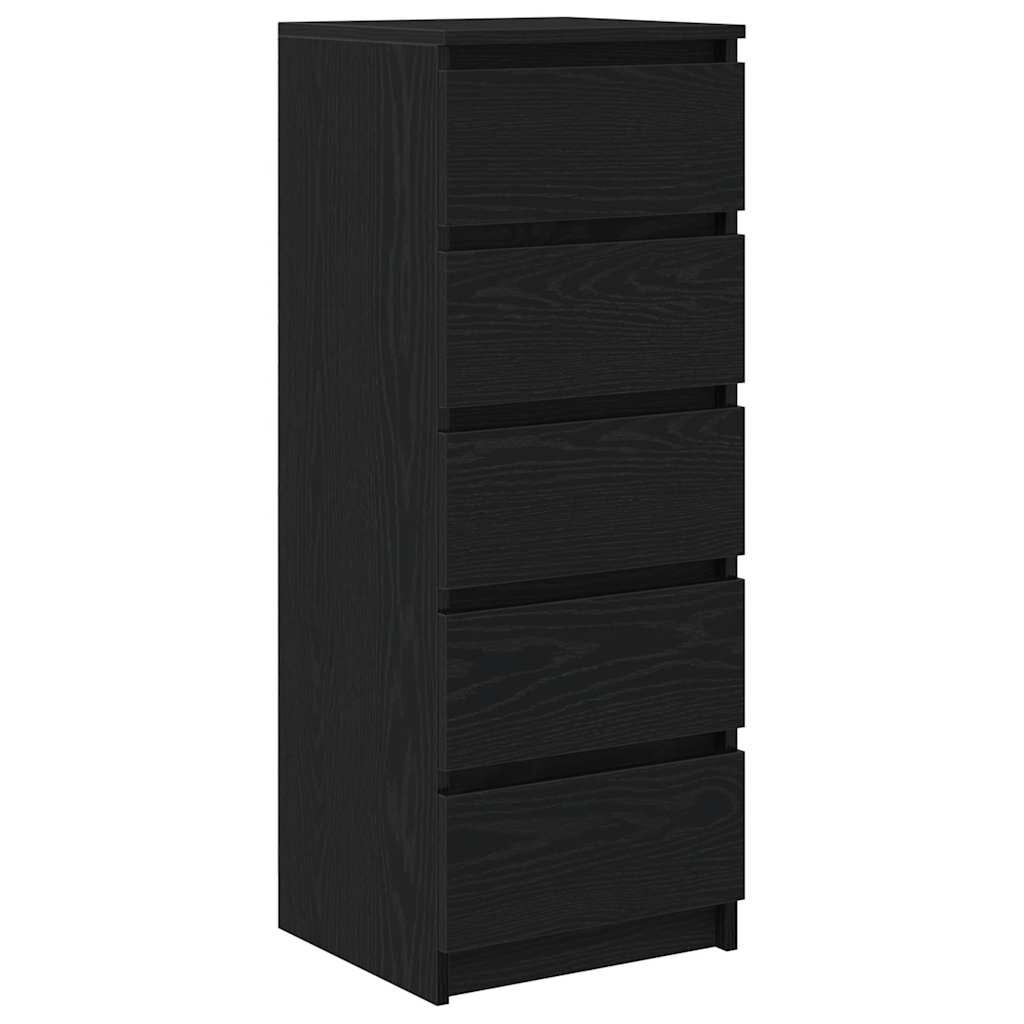 vidaXL Dressoir met lades 37,5x35x99 cm spaanplaat zwart eikenkleurig