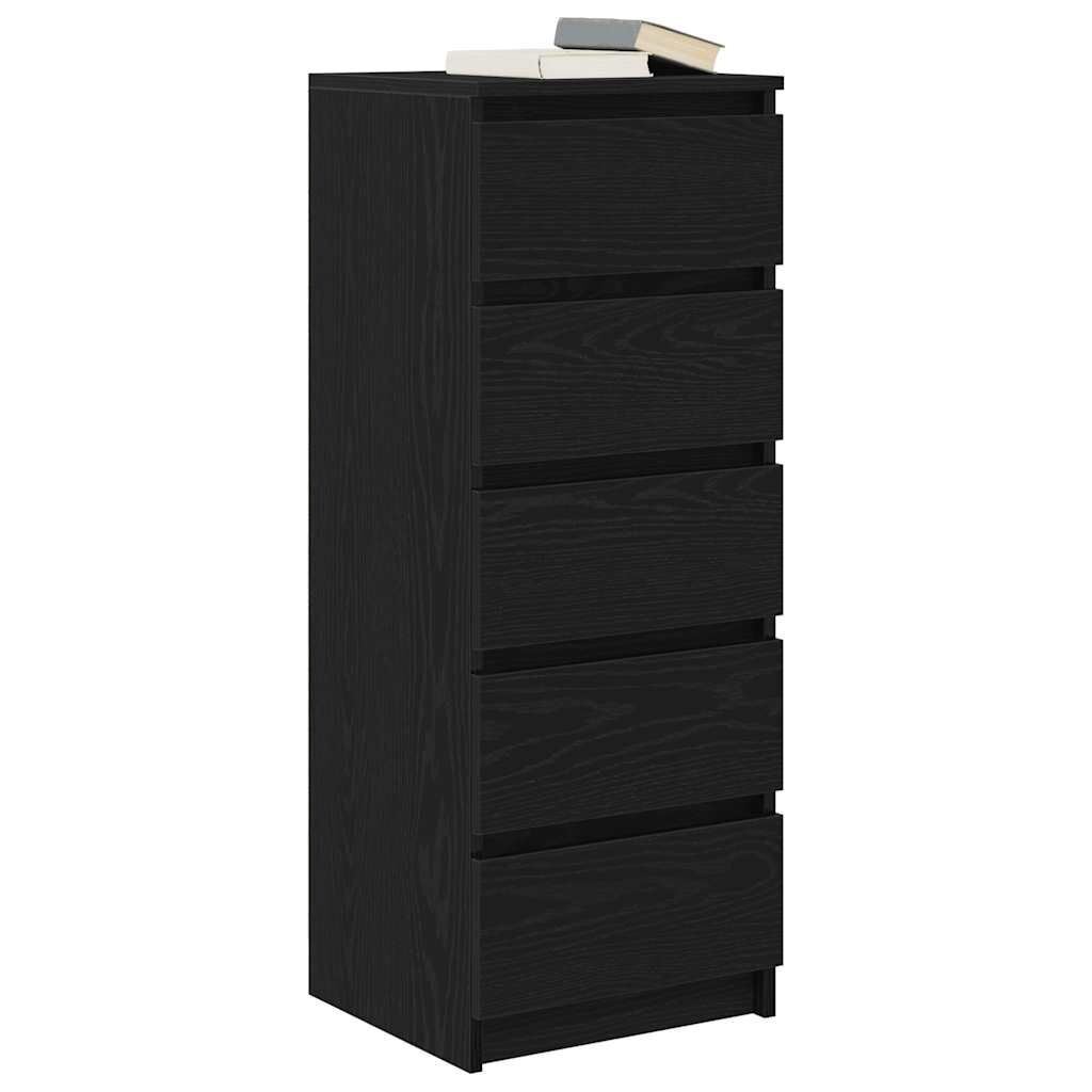 vidaXL Dressoir met lades 37,5x35x99 cm spaanplaat zwart eikenkleurig