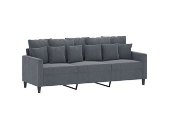 vidaXL Driezitsbank 180 cm fluweel donkergrijs