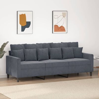 vidaXL Driezitsbank 180 cm fluweel donkergrijs