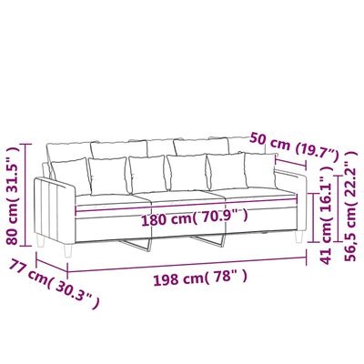 vidaXL Driezitsbank 180 cm fluweel donkergrijs