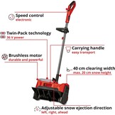 Einhell GE-ST 36/40 Li E-Solo Accu Sneeuwschuiver 40 cm Rood/Zwart
