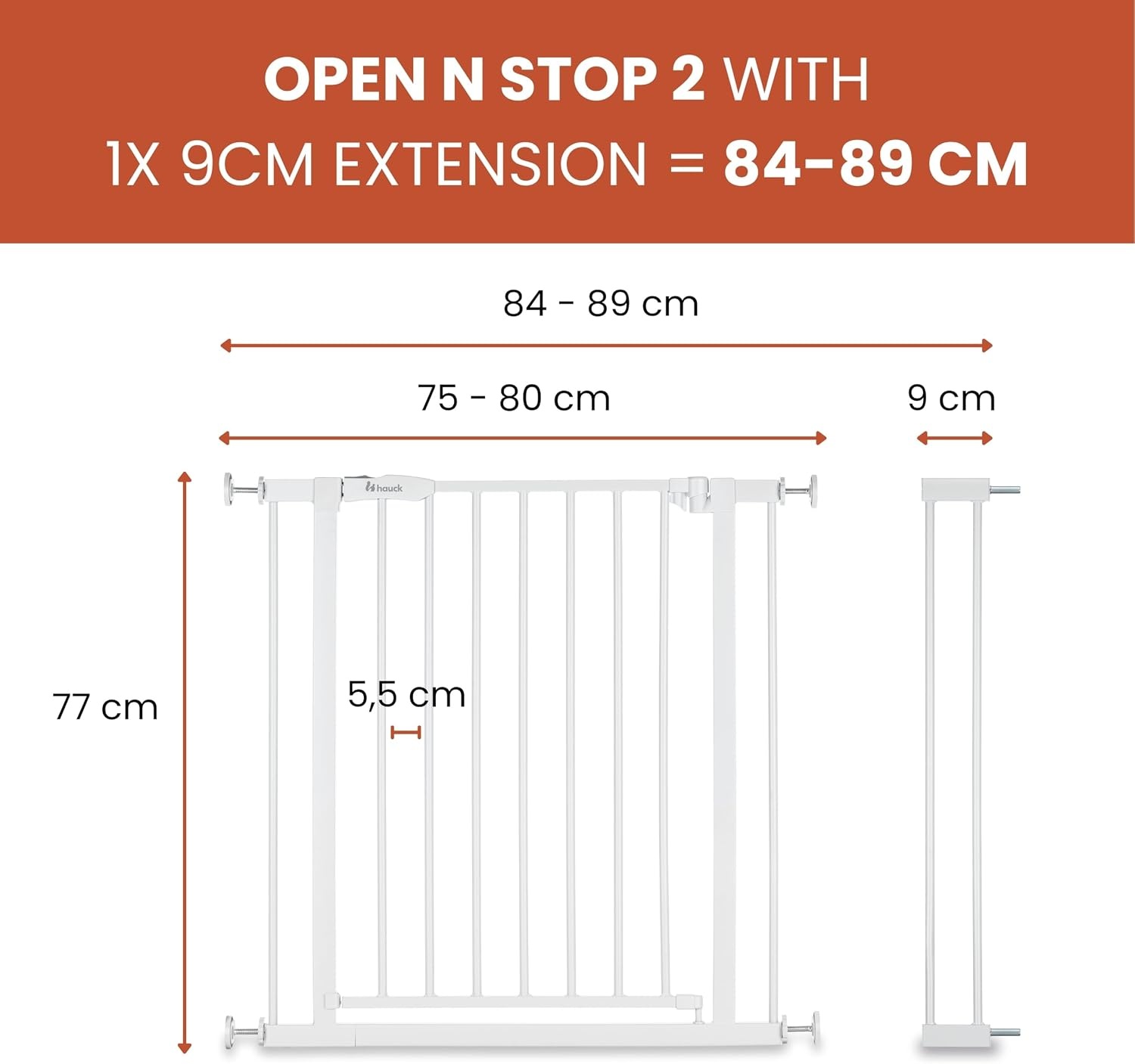 hauck Open N Stop 2 Traphekje met 9 cm verlengstuk - Wit - Geschikt voor 84-89 cm