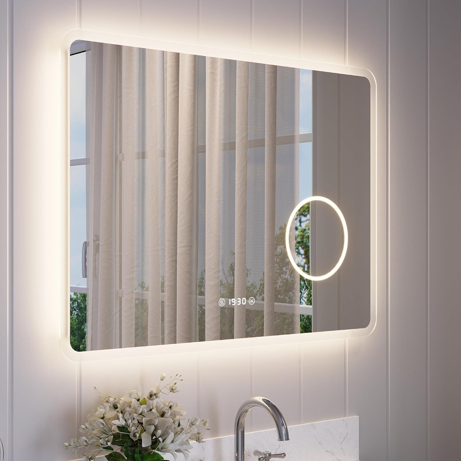 DeerValley Badkamerspiegel met verlichting en anti-condens zilver 80 x 60