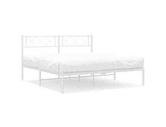 vidaXL Bedframe met hoofdbord metaal wit 135x190 cm