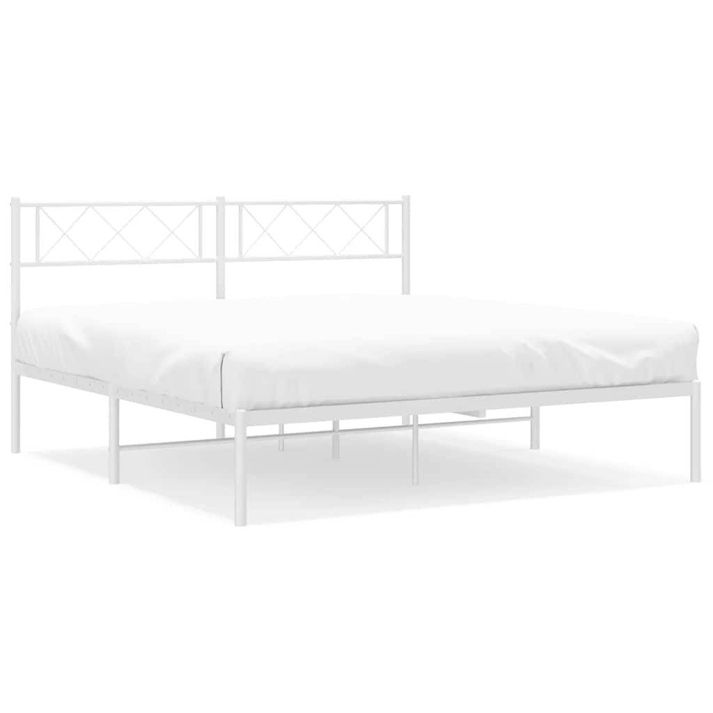 vidaXL Bedframe met hoofdbord metaal wit 135x190 cm