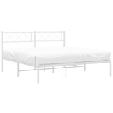 vidaXL Bedframe met hoofdbord metaal wit 135x190 cm