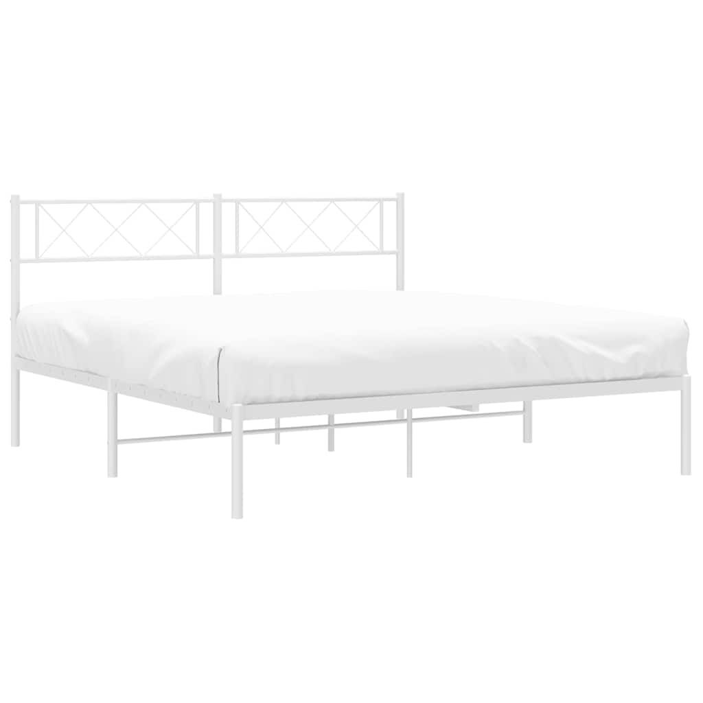vidaXL Bedframe met hoofdbord metaal wit 135x190 cm