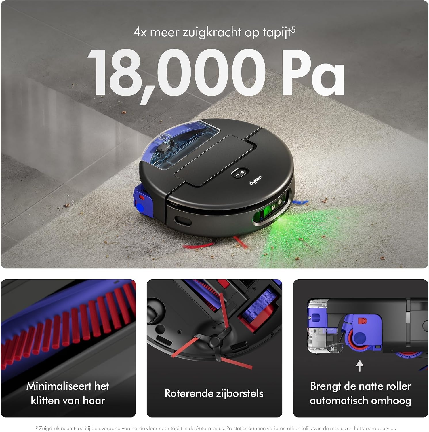 DYSON Robot Spot + Scrub Ai Robotstofzuiger Zwart/blauw