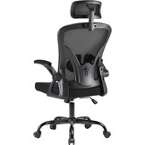 Farini Bureaustoel, bureaustoel met hoofdsteun, in hoogte verstelbaar, ergonomische stoel, thuiskantoor, computerstoelen, managersstoel met armleuning met wielen, zwart
