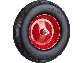 Relaxdays kruiwagenwiel massief rubber met as, 4.80/4.00-8, reservewiel