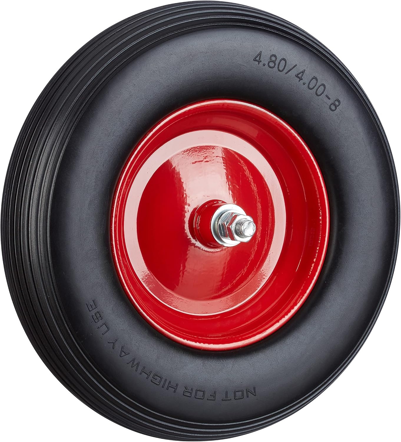 Relaxdays kruiwagenwiel massief rubber met as, 4.80/4.00-8, reservewiel