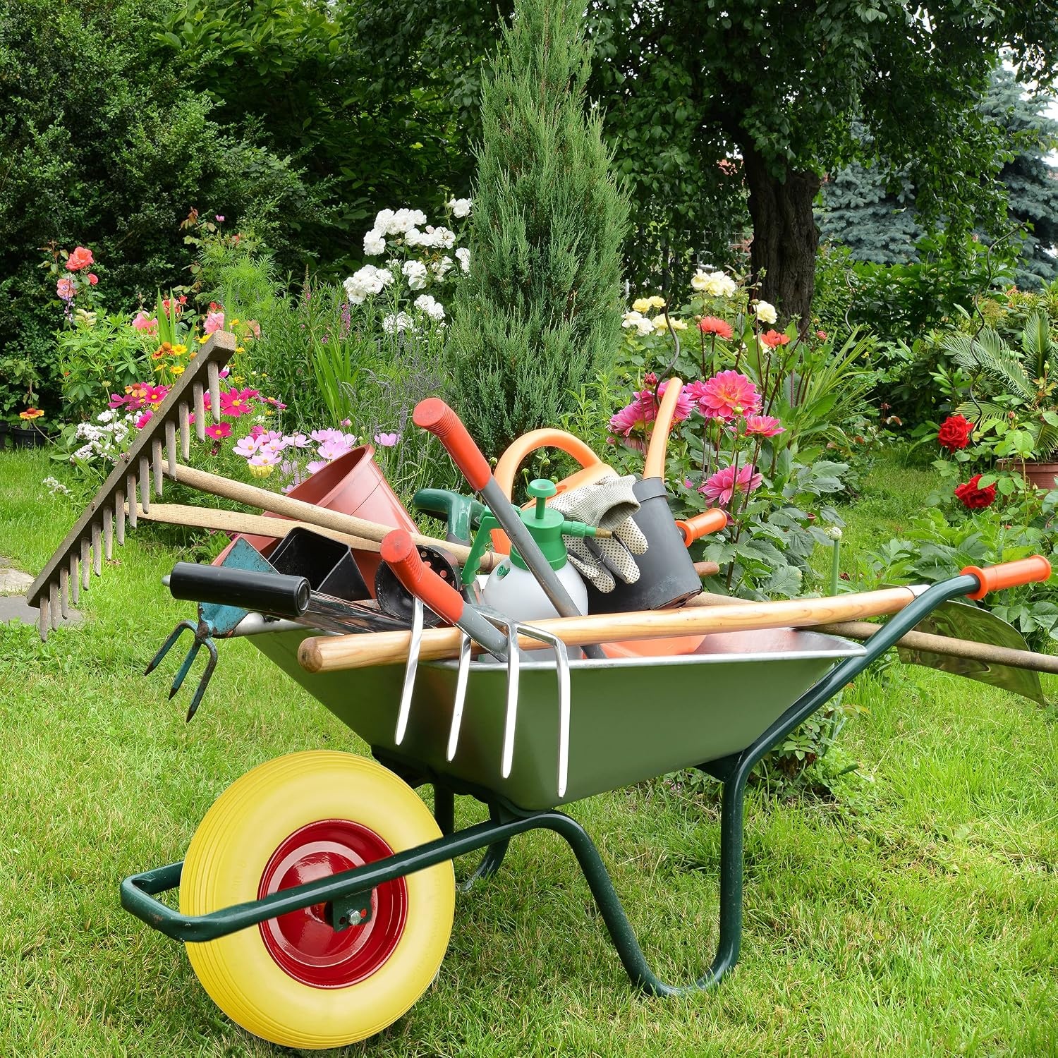 Relaxdays kruiwagenwiel massief rubber met as, 4.80/4.00-8, reservewiel