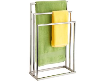 Vrijstaand handdoekenrek, 3 Tier roestvrijstalen handdoekhouder voor badkamer, verchroomd DECLUTTR