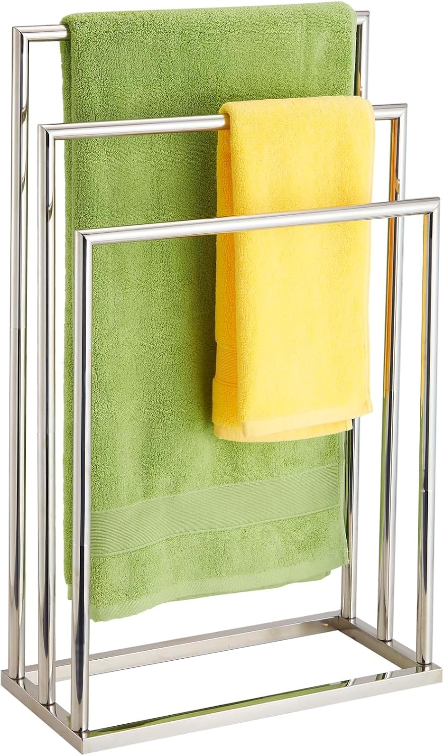 Vrijstaand handdoekenrek, 3 Tier roestvrijstalen handdoekhouder voor badkamer, verchroomd DECLUTTR