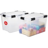 Iris Ohyama Luchtdichte Opbergboxen - Set van 2 - 70 Liter - Transparant
