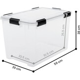 Iris Ohyama Luchtdichte Opbergboxen - Set van 2 - 70 Liter - Transparant
