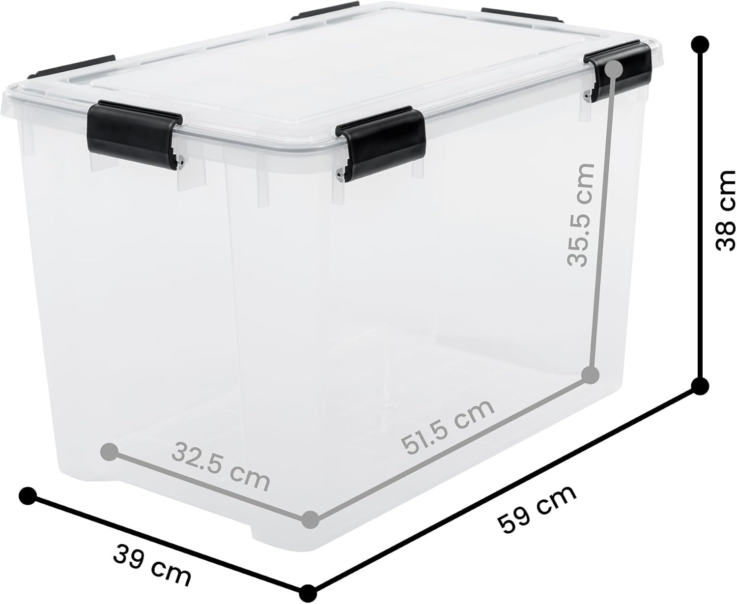 Iris Ohyama Luchtdichte Opbergboxen - Set van 2 - 70 Liter - Transparant