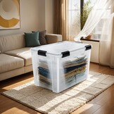 Iris Ohyama Luchtdichte Opbergboxen - Set van 2 - 70 Liter - Transparant