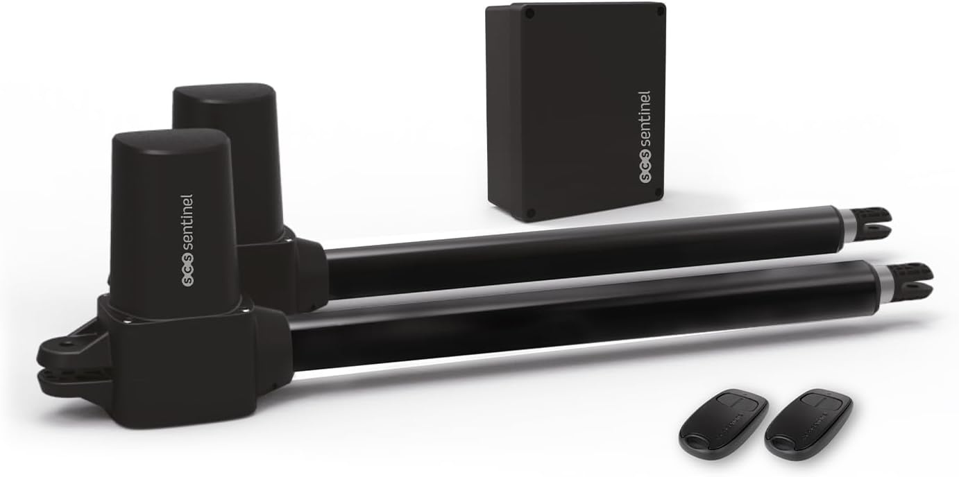 SCS Sentinel, MBA0116, 24V draaipoortaandrijving 5M/400kgs, 2 afstandsbedieningen 2 kanalen, compatibel met hout, aluminium, ijzer, versterkt PVC, SimplyOpen 2