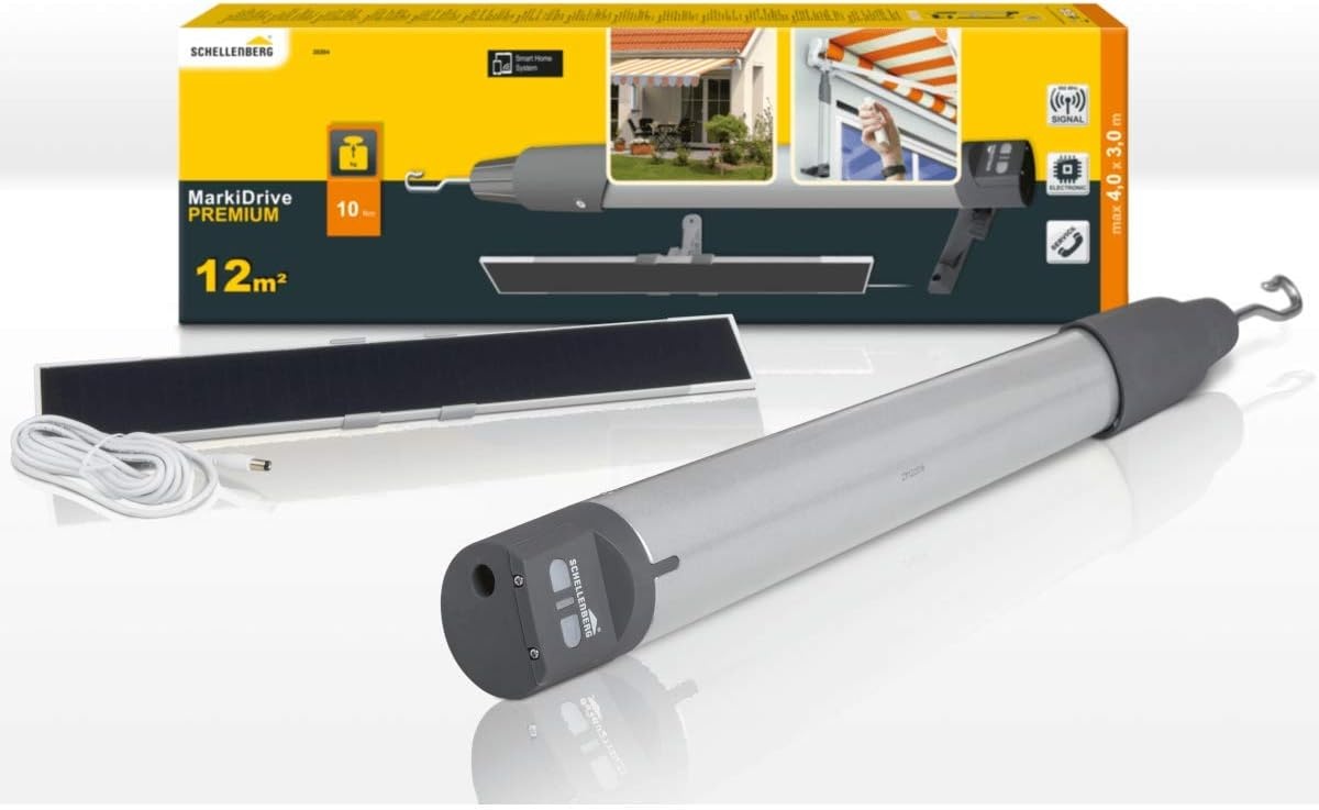 Schellenberg Premium Draadloze Zonneschermmotor - Voor zonneschermen tot 12 m² - Grijs