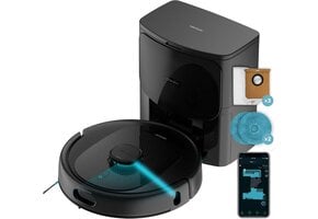 Cecotec Conga 9990 AI Spin Revolution Ultra Power Home robotstofzuiger, 10.000 Pa, lasernavigatie, automatische lediging, kunstmatige intelligentie, omzeilt objecten, app-bediening, 240 minuten