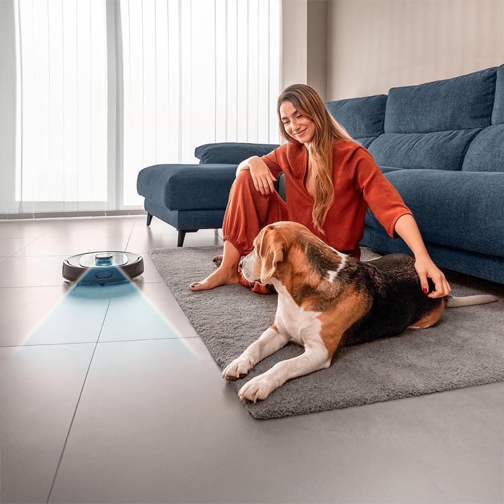 Cecotec Conga 9990 AI Spin Revolution Ultra Power Home robotstofzuiger, 10.000 Pa, lasernavigatie, automatische lediging, kunstmatige intelligentie, omzeilt objecten, app-bediening, 240 minuten