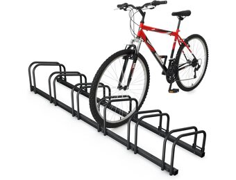 VOUNOT Fietsenrek voor 6 fietsen - Zwart - 160 x 32 x 26,5 cm