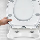 CUQOO Vierkante Toiletbril met Soft-Close en Quick-Release - Wit - 44,5 x 34,5 cm