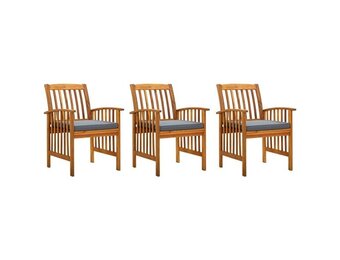 vidaXL Tuinstoelen 3 st met kussens massief acaciahout