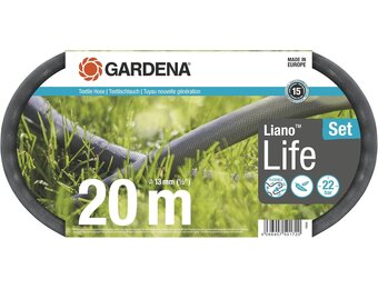 Gardena Liano Life textielslang 1/2 inch, 20 m: Zeer flexibele tuinslang van textielweefsel, met PVC-binnenslang, knikt niet, laag gewicht, weerbestendig (18450-20)
