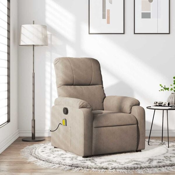 vidaXL Massagestoel microvezelstof taupe