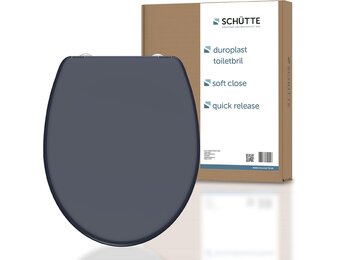 SCHÜTTE Wc-bril Anthraciet met automatische sluiting, toiletdeksel met snelsluiting voor eenvoudige reiniging, Duroplast wc-deksel (max. belasting van de wc-bril 150 kg)