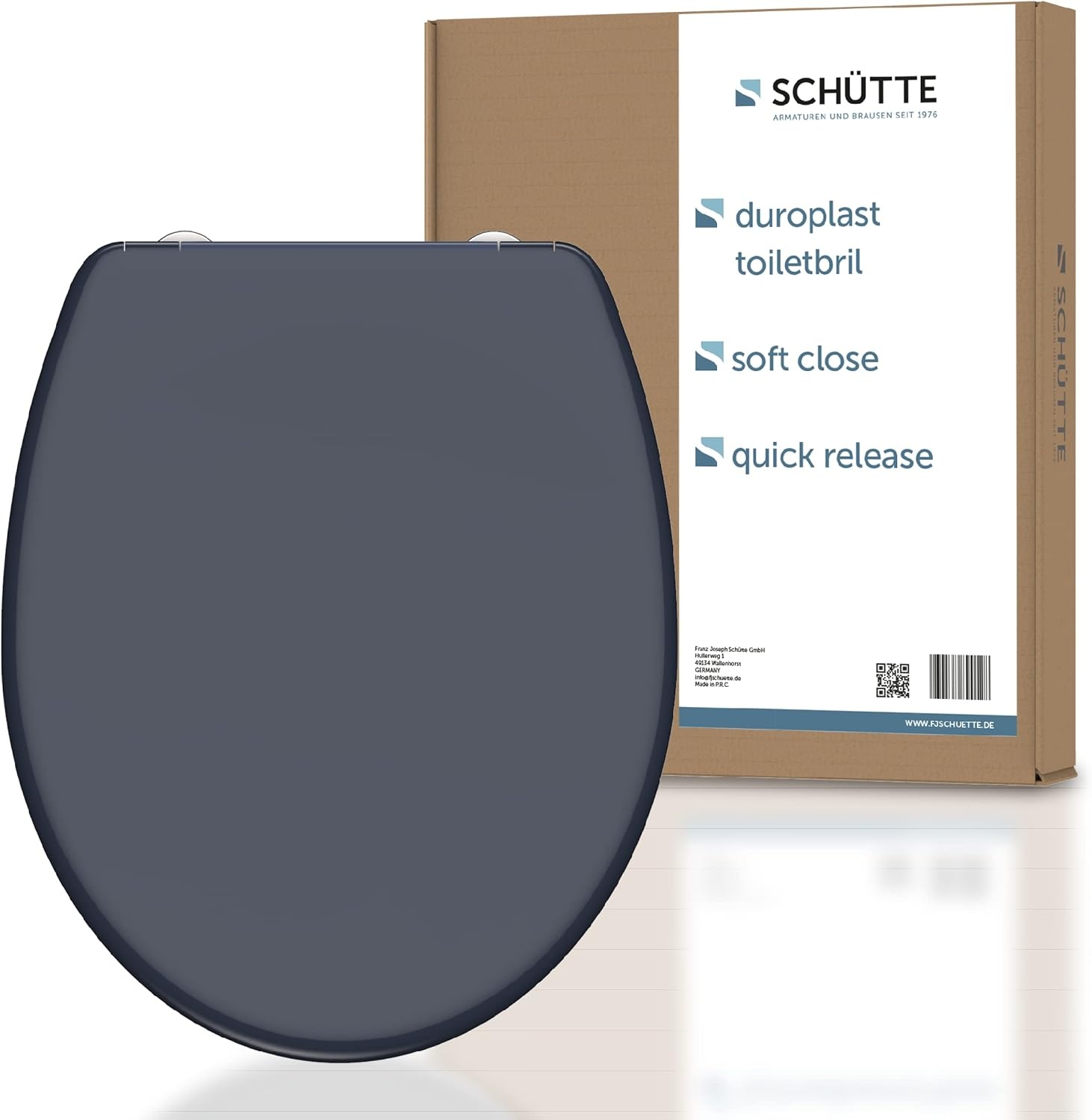 SCHÜTTE Wc-bril Anthraciet met automatische sluiting, toiletdeksel met snelsluiting voor eenvoudige reiniging, Duroplast wc-deksel (max. belasting van de wc-bril 150 kg)
